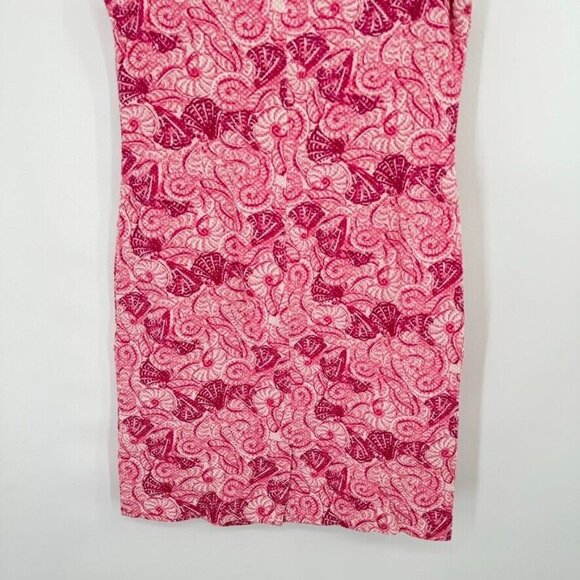 Talbots Size 10 Pink Shell Pattern Sheath Dress sleeveless cotton stretch - Picture 11 of 13